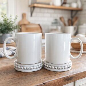 Coffee Mugs Jumbo White 30oz Set of 2 Super Large Ceramic Modern Tea Cocoa Gift